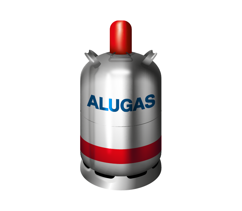 Gasflasche mit der Aufschrift ALUGAS