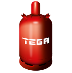 gz270 GrafikZeichnung - german - Rote Staplergas / Treibgas /  Propangasflasche (Pfandflasche / Leihflasche) Propan: 11 kg Gasflasche  (C3H8) - english - gas bottle - simple template - g7007 Stock Illustration