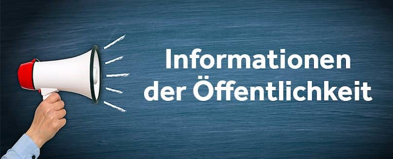 Megaphon-mit-der-weissen-Aufschrift-Informationen-der-Öffentlichkeit-auf-blauem-Hintergrund