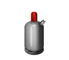 Silberne-Flüssiggas-Flasche-5kg-Propan-mit-rotem-Verschluss