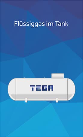 Hellgrauer-Flüssiggas-Tank-mit-TEGA-Logo-auf-blauem-Hintergrund